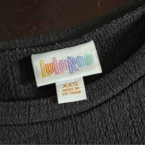 Lularoe XXS Black Textured Short Sleeve Ariel Dress - Picture 6 of 8